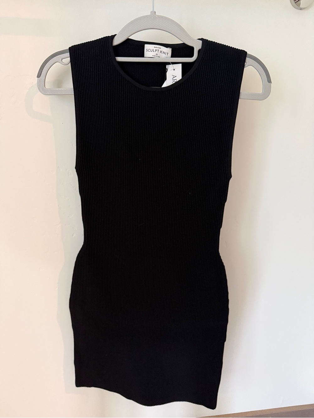 Aritzia Sculpt Knit Black Ribbed Sleeveless Bodycon - Babaton “Relation” Dress